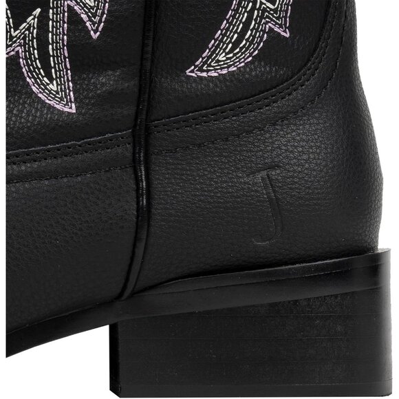 J's.o.l.e Women Black Cowboy Boot Square Toe Western Cowgirl Fashion Botte - Picture 8 of 9